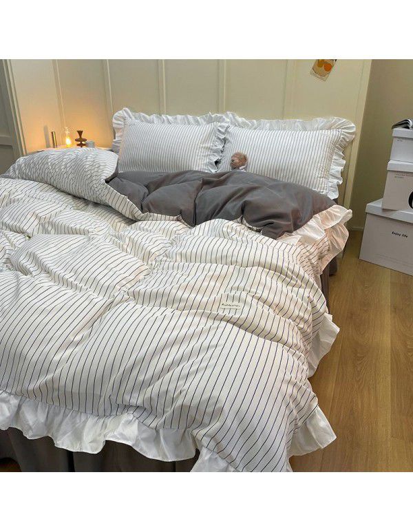 The manufacturer directly sells Korean lace 4-piece set of 60 Australian cotton bed sheets in small wind and fresh quilt cover gifts for sale