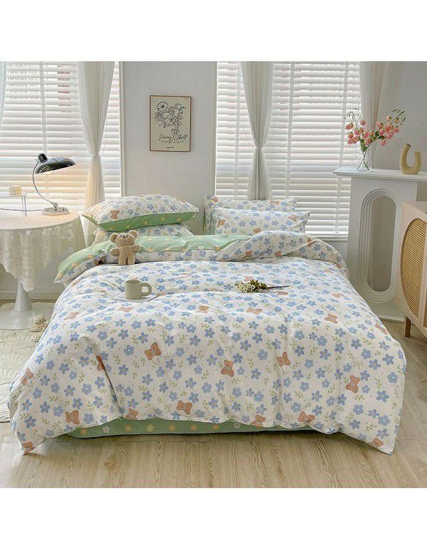 Ins wind small fresh cotton four piece cotton three piece bed sheet