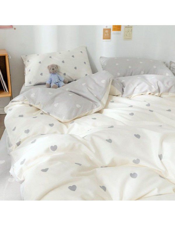 Spring and autumn bed four piece set summer sheet quilt cover Nordic quilt cover student dormitory bed three piece single bed