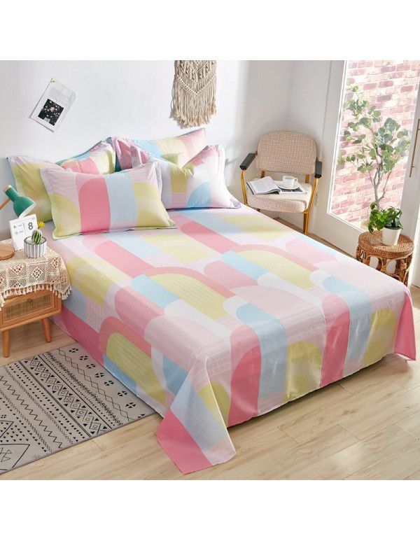 Wholesale of 100% cotton bed sheets in summer, 100% cotton single bed sheets for single dormitory, double household, foreign trade, bedding manufacturers