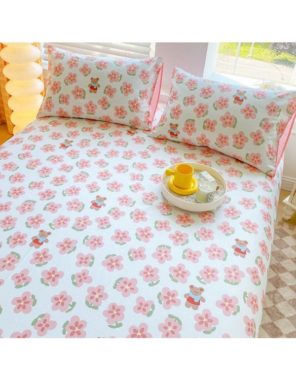 100% Cotton Fitted Sheet One Piece 100% Cotton Bedcover Children's Mattress Cover Simmons Protective Cover All Inclusive Non slip Sheet Set