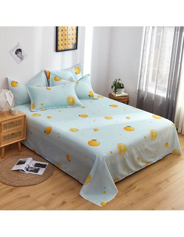 Wholesale of 100% cotton bed sheets in summer, 100% cotton single bed sheets for single dormitory, double household, foreign trade, bedding manufacturers