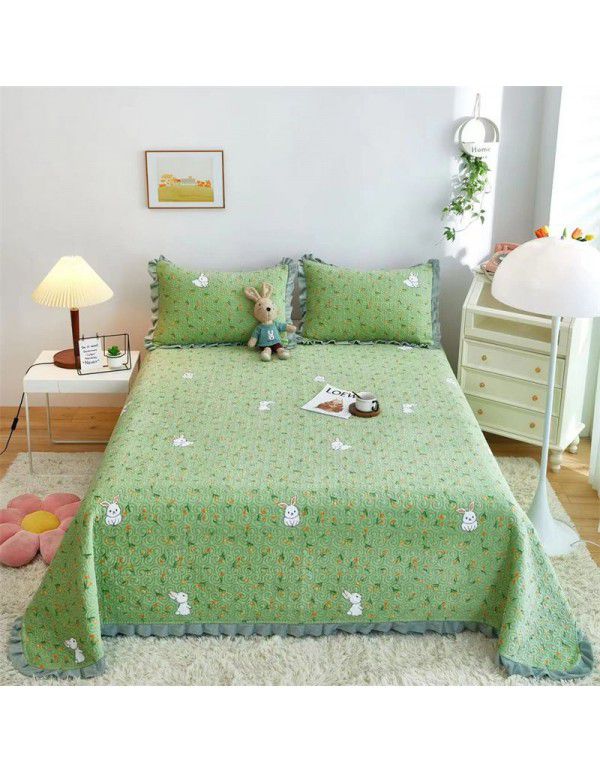 Autumn and winter thickened milk velvet bed cover quilted warm bed sheet crystal velvet blanket machine washable one hair substitute