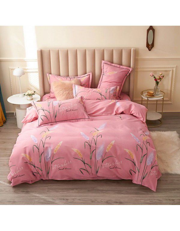 Live broadcast goods All cotton thickened woolen four piece quilt cover in autumn and winter All cotton student three piece quilt cover