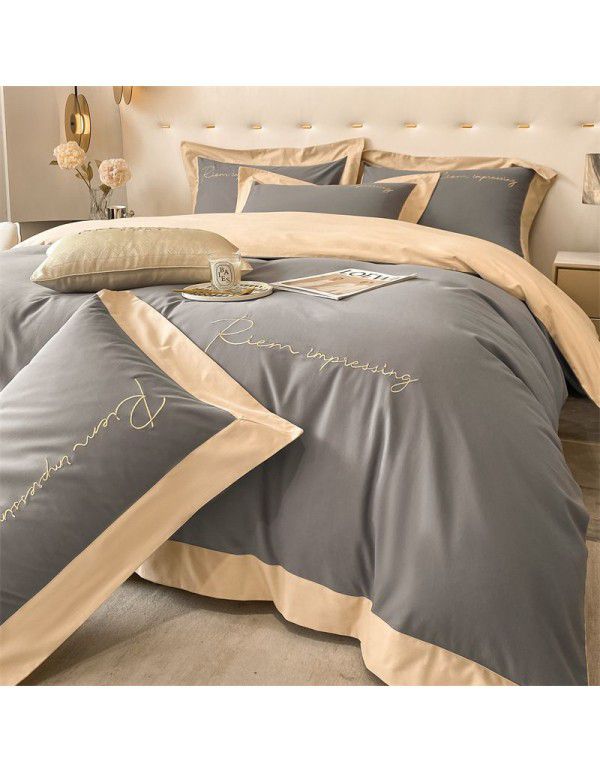 Luxurious and high-grade thickened 4-piece winter buffed bed sheet and quilt cover 3-piece bedding non cotton cotton