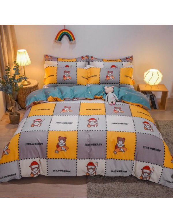 Hengyuan sample pure cotton brushed four piece set thickened warm bed sheet quilt cover four piece set student dormitory three piece set wholesale