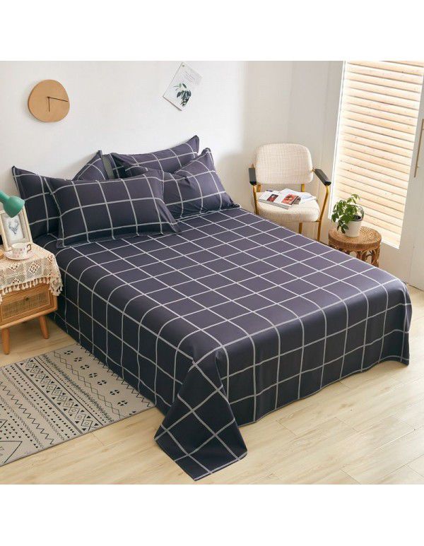 Wholesale of 100% cotton bed sheets in summer, 100% cotton single bed sheets for single dormitory, double household, foreign trade, bedding manufacturers