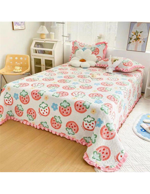 Autumn and winter thickened milk velvet bed cover quilted warm bed sheet crystal velvet blanket machine washable one hair substitute