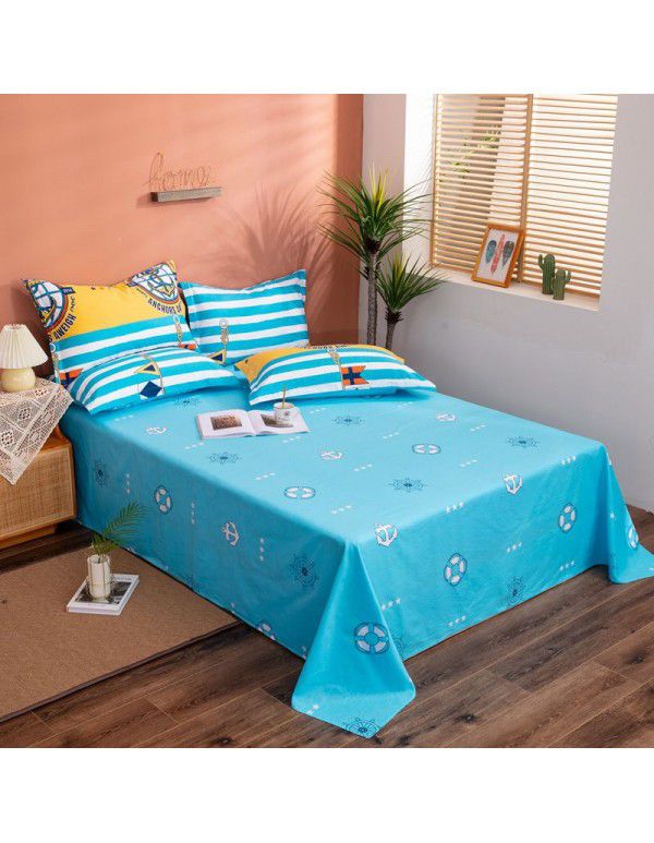 Wholesale of 100% cotton bed sheets in summer, 100% cotton single bed sheets for single dormitory, double household, foreign trade, bedding manufacturers