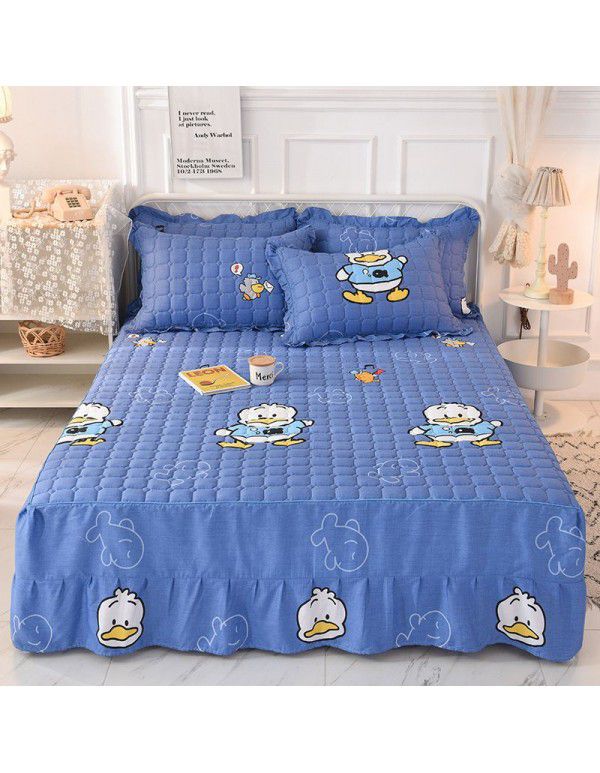 100% cotton quilted bed skirt single piece thickened antiskid protection bedspread dust-proof cover lace bedspread bedspread bed apron cover