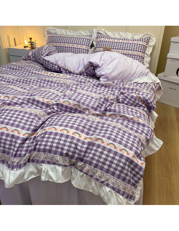 The manufacturer directly sells Korean lace 4-piece set of 60 Australian cotton bed sheets in small wind and fresh quilt cover gifts for sale