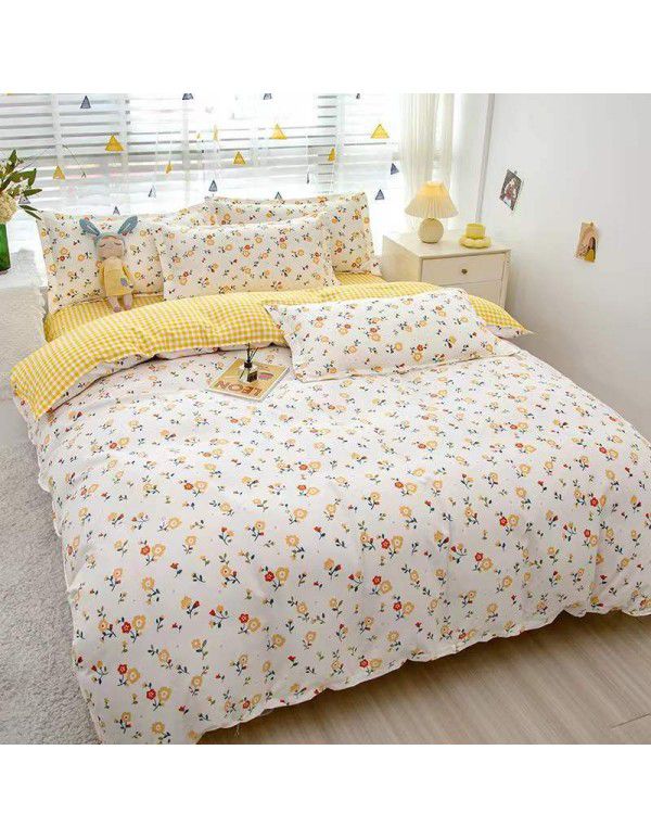 Type A pure cotton four piece cotton wholesale ins style fitted sheet thickened sheet quilt cover three piece set