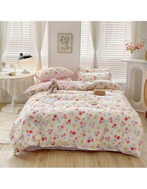 Ins wind small fresh cotton four piece cotton three piece bed sheet