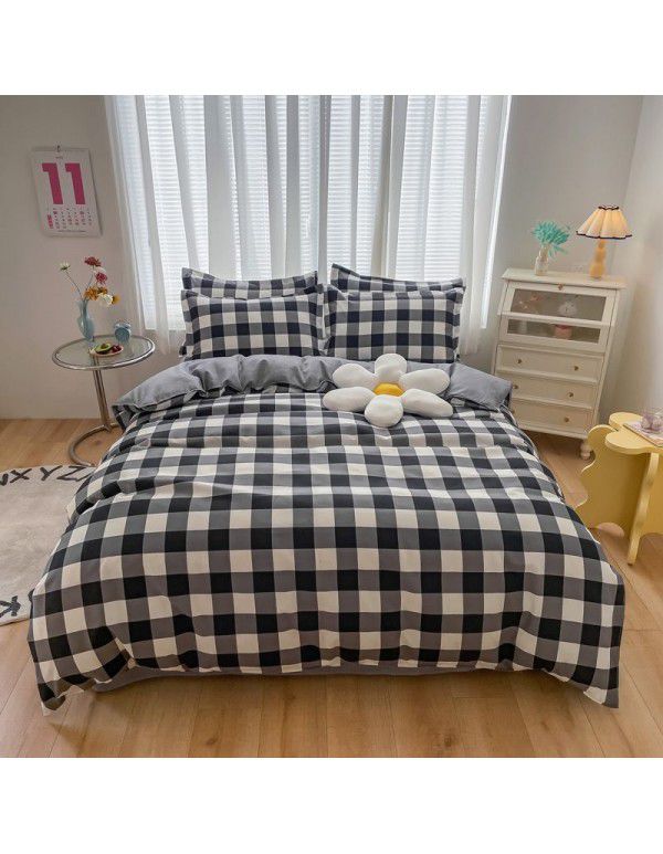 Wholesale all cotton thickened four piece set, all cotton brushed three piece set, student dormitory bed sheet and quilt cover, one for distribution