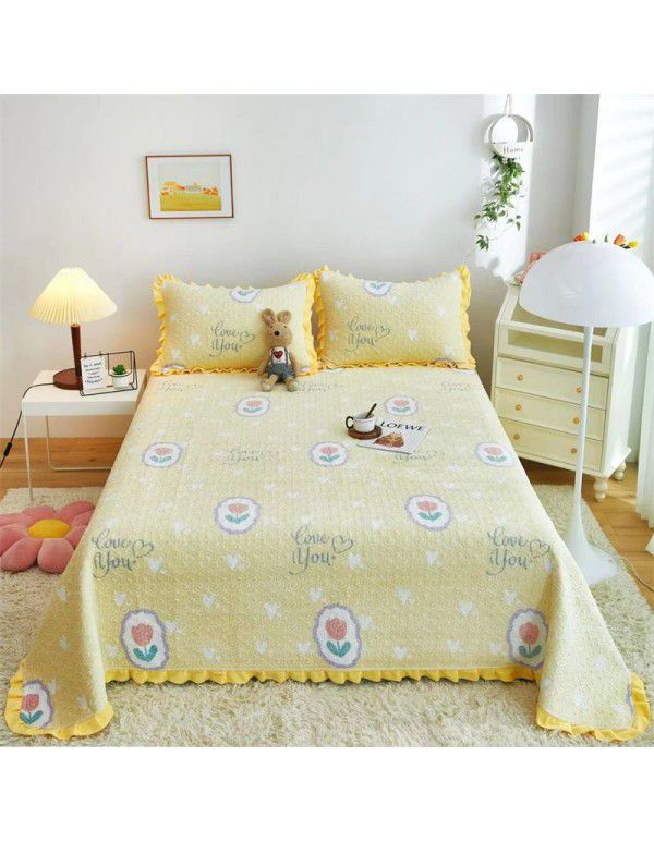 Autumn and winter thickened milk velvet bed cover quilted warm bed sheet crystal velvet blanket machine washable one hair substitute