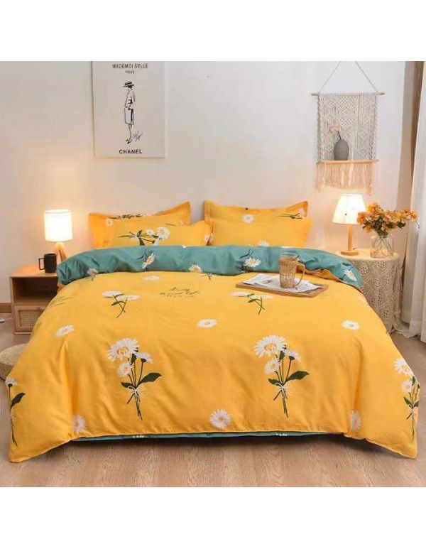 Type A pure cotton four piece cotton wholesale ins style fitted sheet thickened sheet quilt cover three piece set