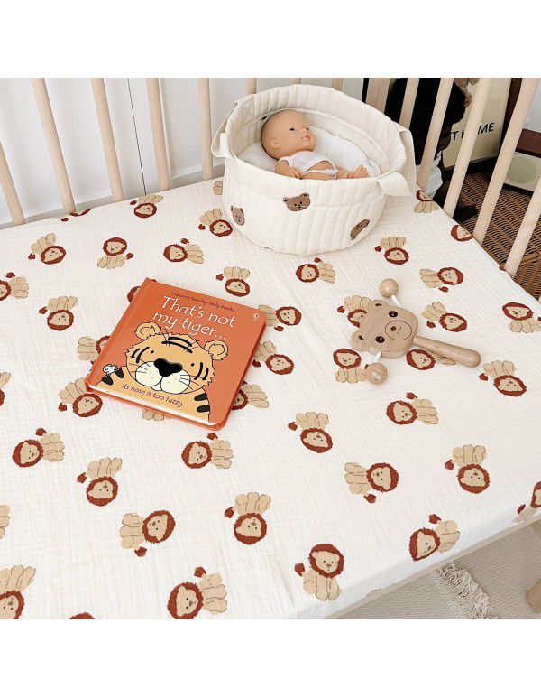 Soft waxy cotton 60 thread double-layer gauze thin bed sheet Children's single double bed Type A gauze sheet Thin cover quilt