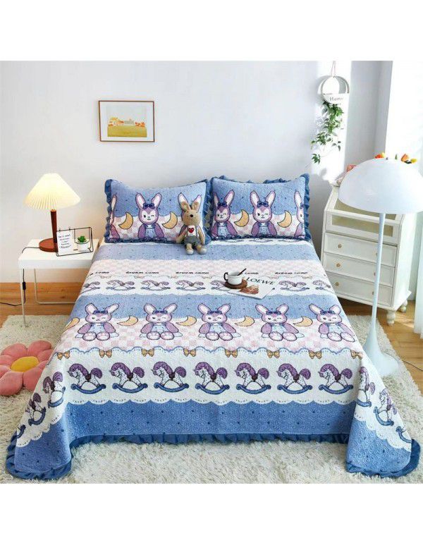 Autumn and winter thickened milk velvet bed cover quilted warm bed sheet crystal velvet blanket machine washable one hair substitute