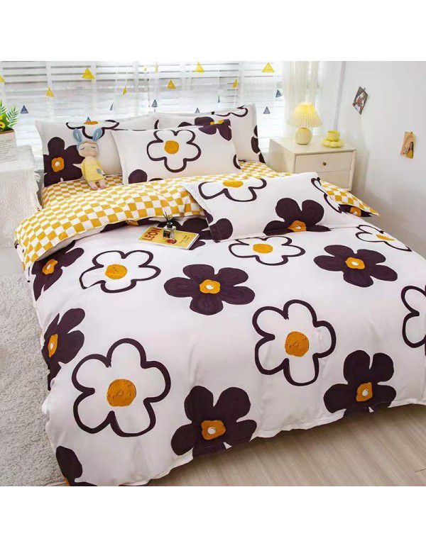 Type A pure cotton four piece cotton wholesale ins style fitted sheet thickened sheet quilt cover three piece set