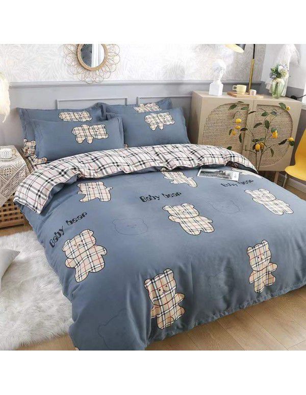 Type A pure cotton four piece cotton wholesale ins style fitted sheet thickened sheet quilt cover three piece set