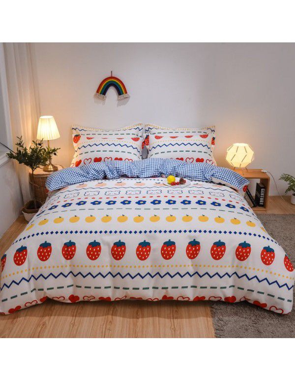 Hengyuan sample pure cotton brushed four piece set thickened warm bed sheet quilt cover four piece set student dormitory three piece set wholesale