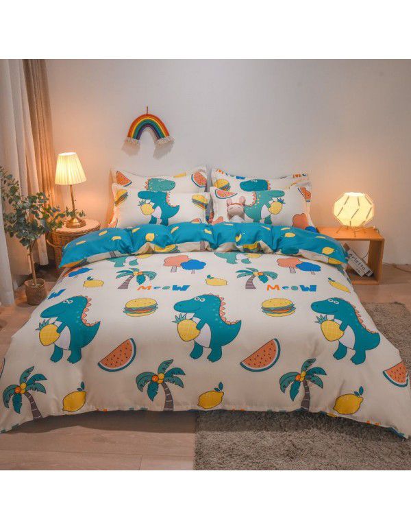 Hengyuan sample pure cotton brushed four piece set thickened warm bed sheet quilt cover four piece set student dormitory three piece set wholesale