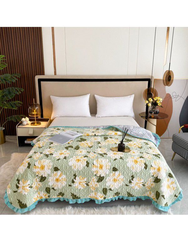 Autumn and winter thickened milk velvet bed cover quilted warm bed sheet crystal velvet blanket machine washable one hair substitute