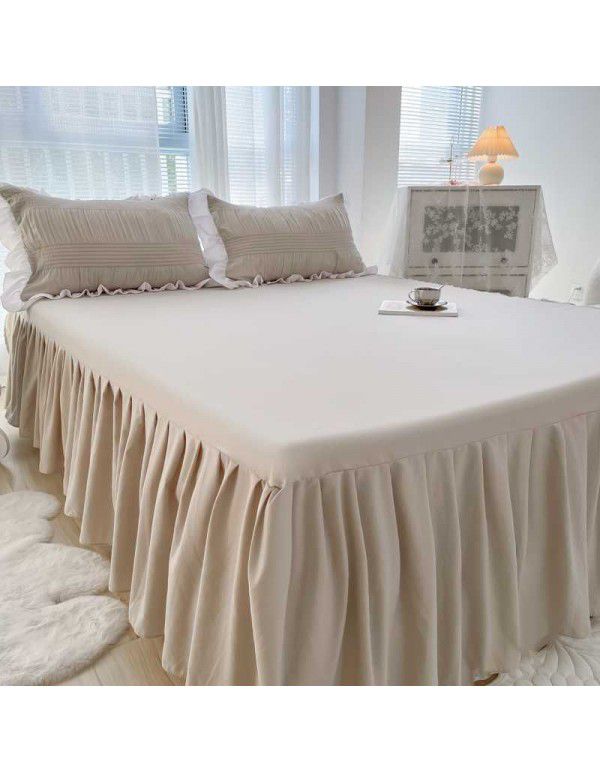 Korean Washed Cotton Bed Skirt One Piece All Seasons Universal Non slip Sheet Three Piece Mattress Protective Cover Dustproof Cover Cover