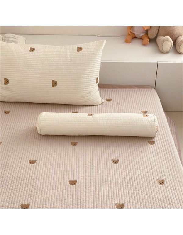 80 Thread Count Cotton Quilted Light Luxury Bears Exquisite Embroidery Bed Cover Pillow Case Soft and Dry Wash Bed Cover Sheet