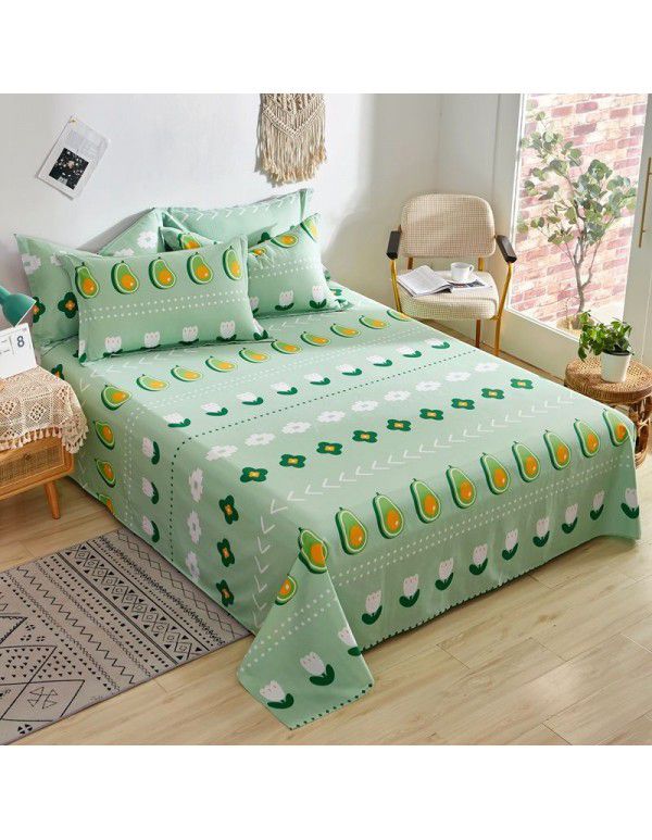 Wholesale of 100% cotton bed sheets in summer, 100% cotton single bed sheets for single dormitory, double household, foreign trade, bedding manufacturers