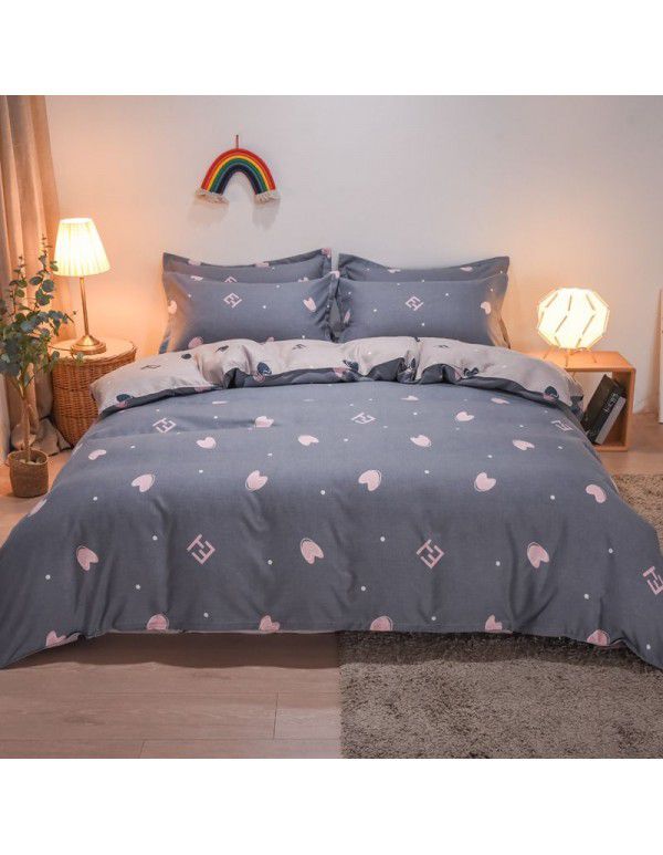 Hengyuan sample pure cotton brushed four piece set thickened warm bed sheet quilt cover four piece set student dormitory three piece set wholesale