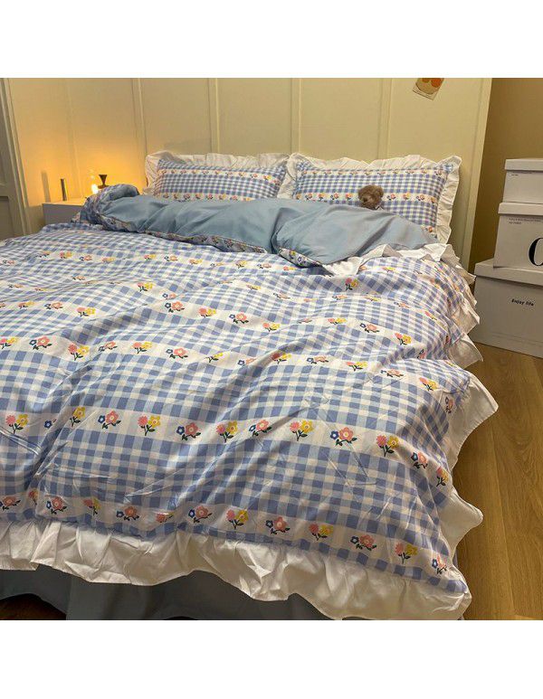 The manufacturer directly sells Korean lace 4-piece set of 60 Australian cotton bed sheets in small wind and fresh quilt cover gifts for sale