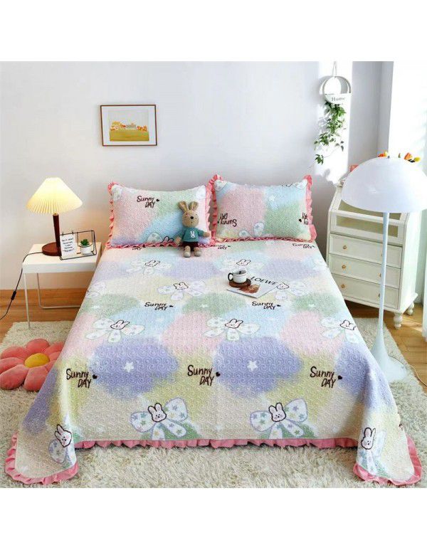 Autumn and winter thickened milk velvet bed cover quilted warm bed sheet crystal velvet blanket machine washable one hair substitute