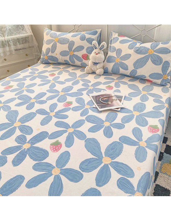 100% Cotton Fitted Sheet One Piece 100% Cotton Bedcover Children's Mattress Cover Simmons Protective Cover All Inclusive Non slip Sheet Set