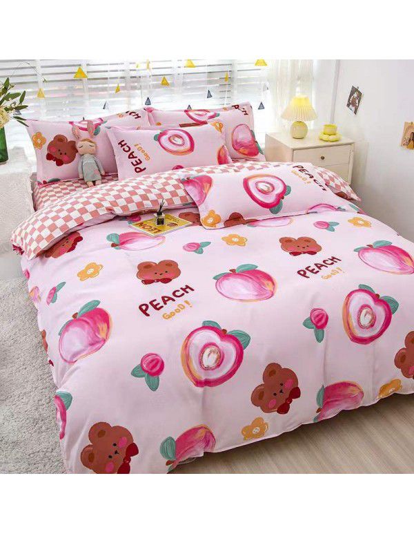 Type A pure cotton four piece cotton wholesale ins style fitted sheet thickened sheet quilt cover three piece set