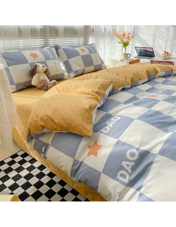 Wholesale of all cotton small fresh four piece sets of single and double student dormitories, all cotton printed sheets, quilt covers, gifts, three piece sets