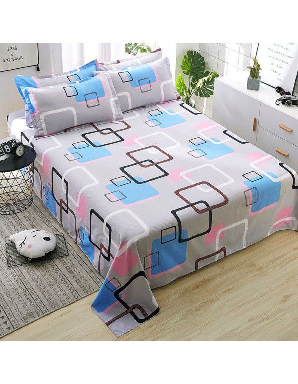 Bedsheet 1.2 * 2.3m thick ground bed sheet single piece wholesale dormitory hotel bedroom single simple bed sheet