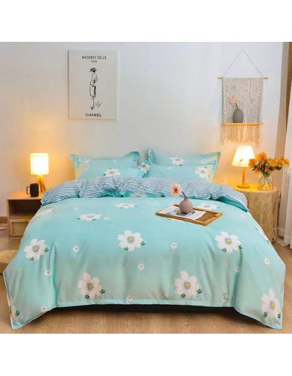 Type A pure cotton four piece cotton wholesale ins style fitted sheet thickened sheet quilt cover three piece set