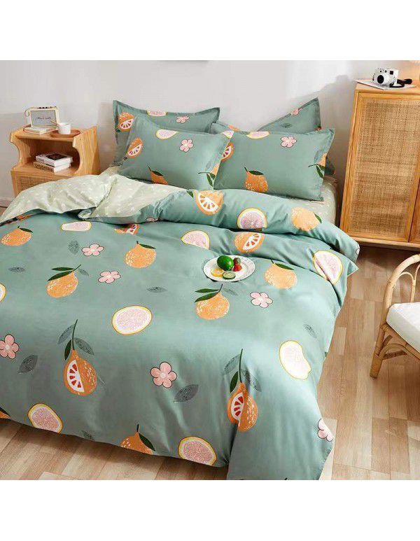 Type A pure cotton four piece cotton wholesale ins style fitted sheet thickened sheet quilt cover three piece set