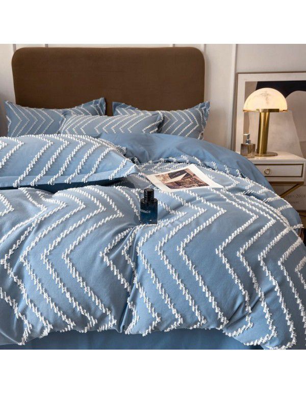 Nordic style four piece set Washed cut out bed sheet quilt cover Fitted sheet All season special price bedding wholesale