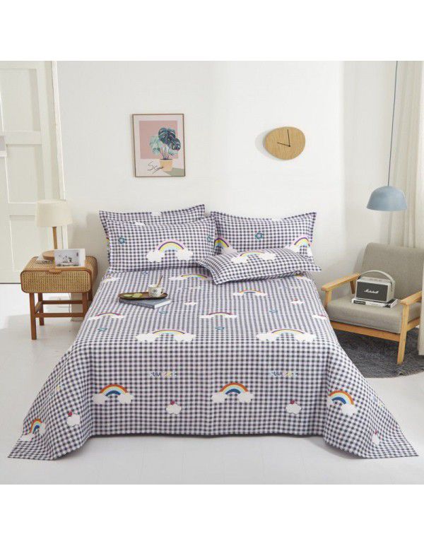 Bedsheet 1.2 * 2.3m thick ground bed sheet single piece wholesale dormitory hotel bedroom single simple bed sheet