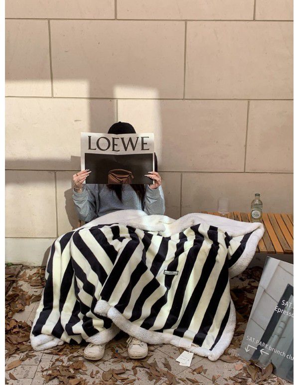 Black and white checkerboard blanket lamb cashmere bed sheet quilt cover thickened cover sofa blanket step into wholesale bedding