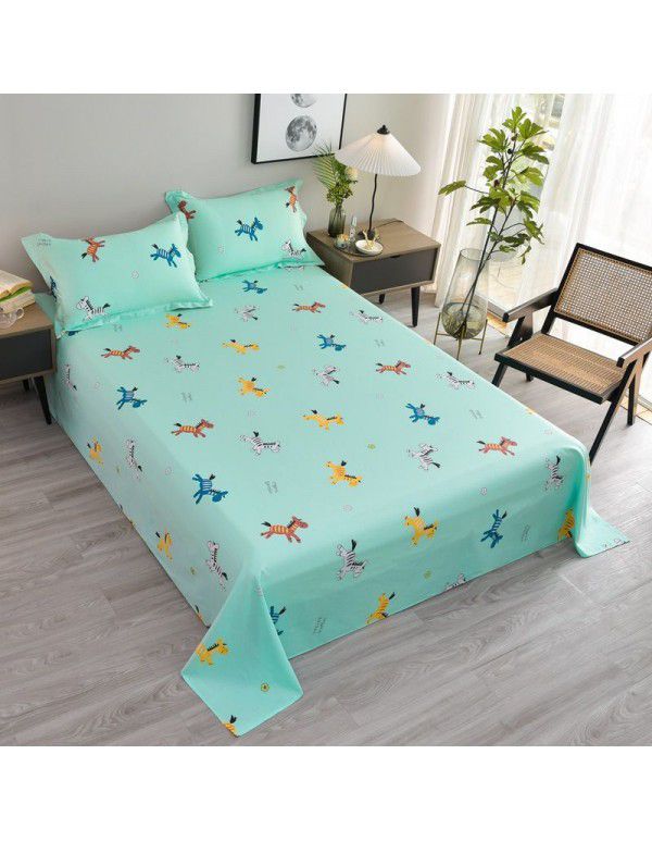 Wholesale of 100% cotton bed sheets in summer, 100% cotton single bed sheets for single dormitory, double household, foreign trade, bedding manufacturers