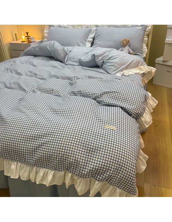 The manufacturer directly sells Korean lace 4-piece set of 60 Australian cotton bed sheets in small wind and fresh quilt cover gifts for sale