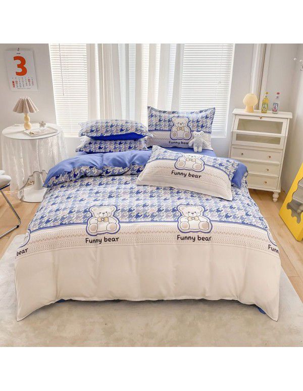 Hengyuan sample pure cotton brushed four piece set thickened warm bed sheet quilt cover four piece set student dormitory three piece set wholesale