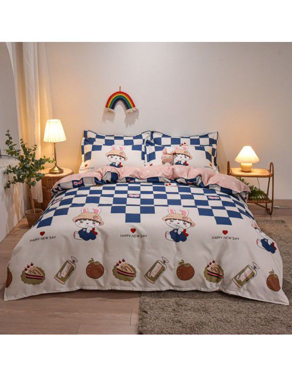 Hengyuan sample pure cotton brushed four piece set thickened warm bed sheet quilt cover four piece set student dormitory three piece set wholesale