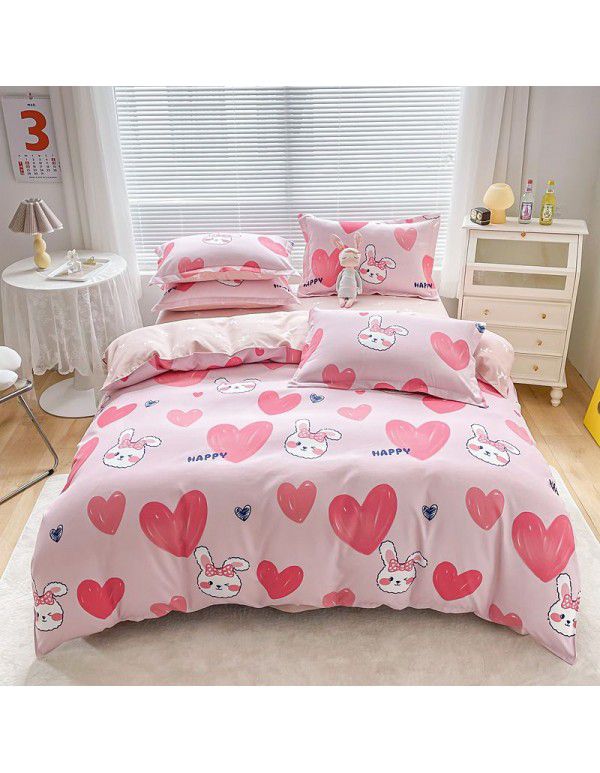 Hengyuan sample pure cotton brushed four piece set thickened warm bed sheet quilt cover four piece set student dormitory three piece set wholesale