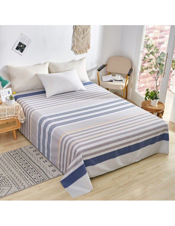 Wholesale of 100% cotton bed sheets in summer, 100% cotton single bed sheets for single dormitory, double household, foreign trade, bedding manufacturers