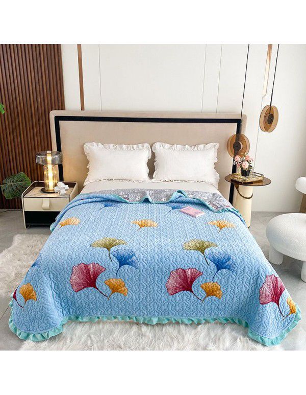 Autumn and winter thickened milk velvet bed cover quilted warm bed sheet crystal velvet blanket machine washable one hair substitute