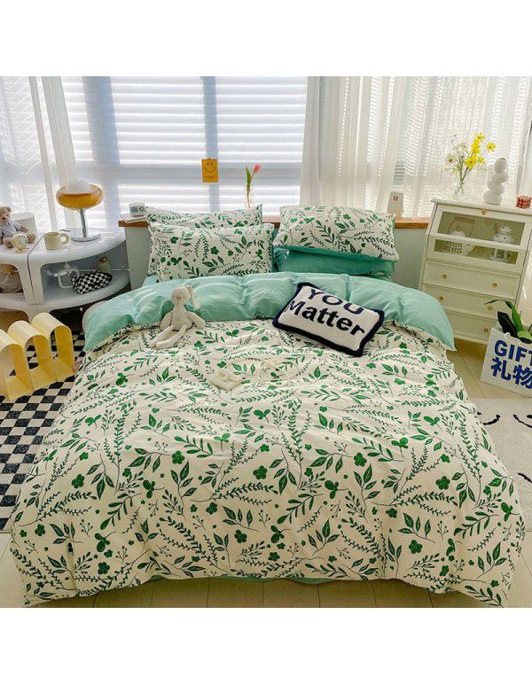 Ins wind small fresh cotton four piece cotton three piece bed sheet